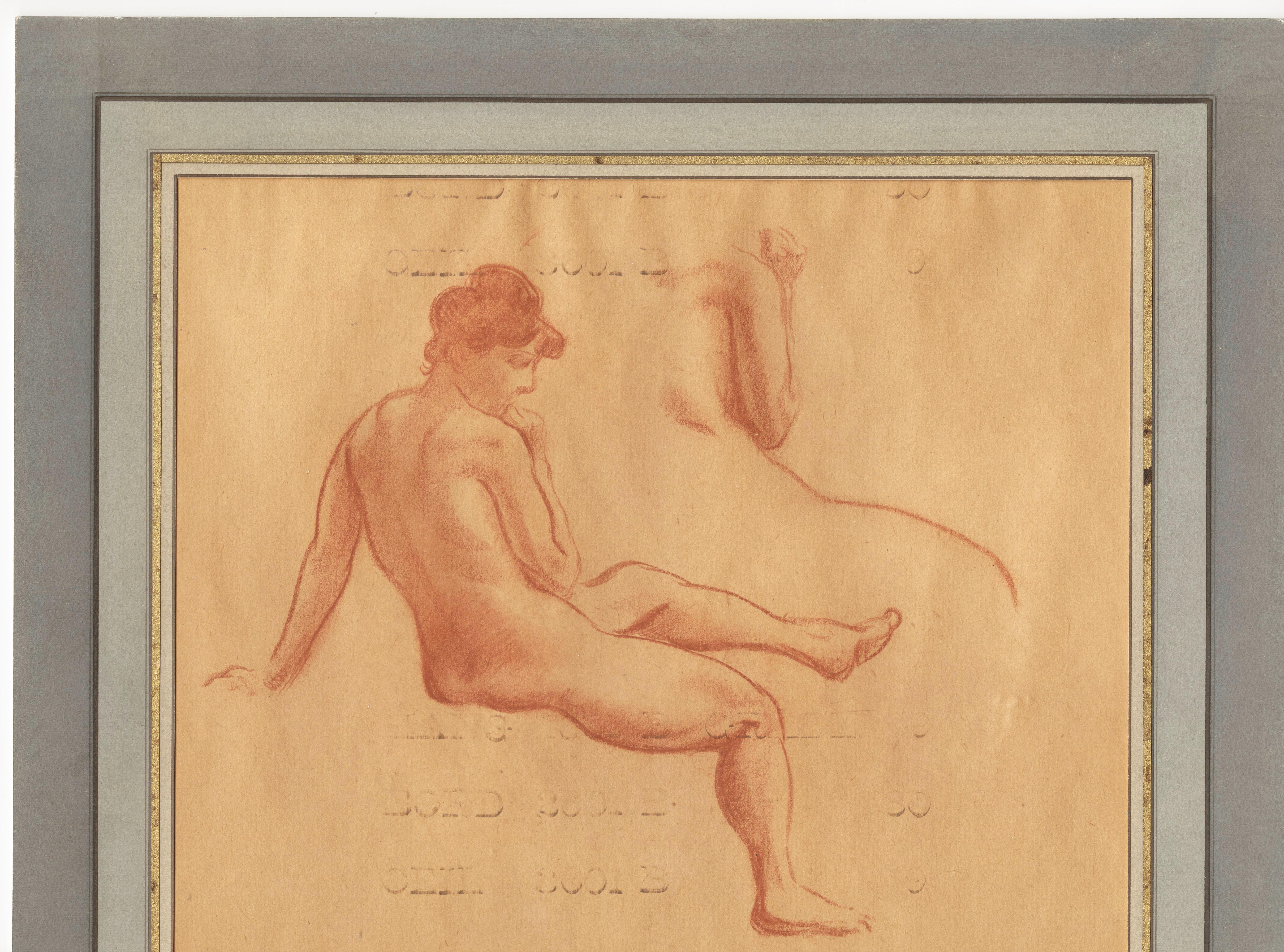 Figure Study - Orange Nude by Everett Shinn