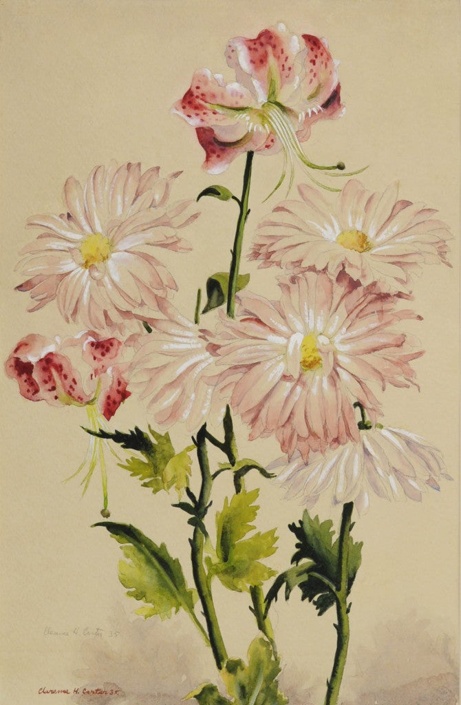 Chrysanthèmes et lys de tigre - Art de Clarence Holbrook Carter