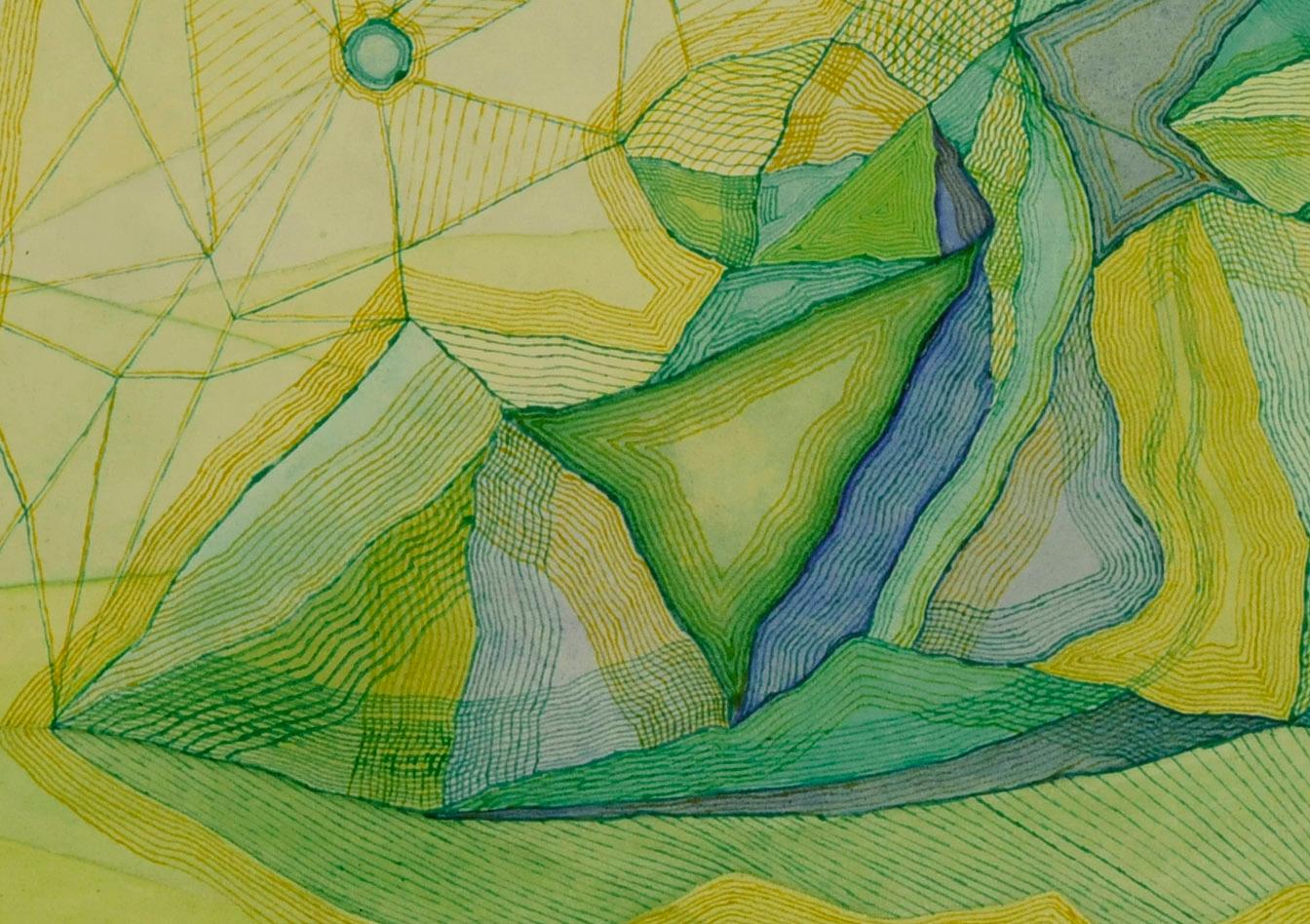 Cobwebs und Felsen (Grün), Abstract Drawing, von Benjamin G. Benno