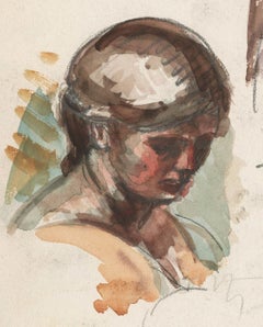 Two Studies of Henriette (Head of the artist's wife & The Artist's wife writing