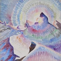 Seated Nude, recto Sunrise over a Mountain Peak, verso