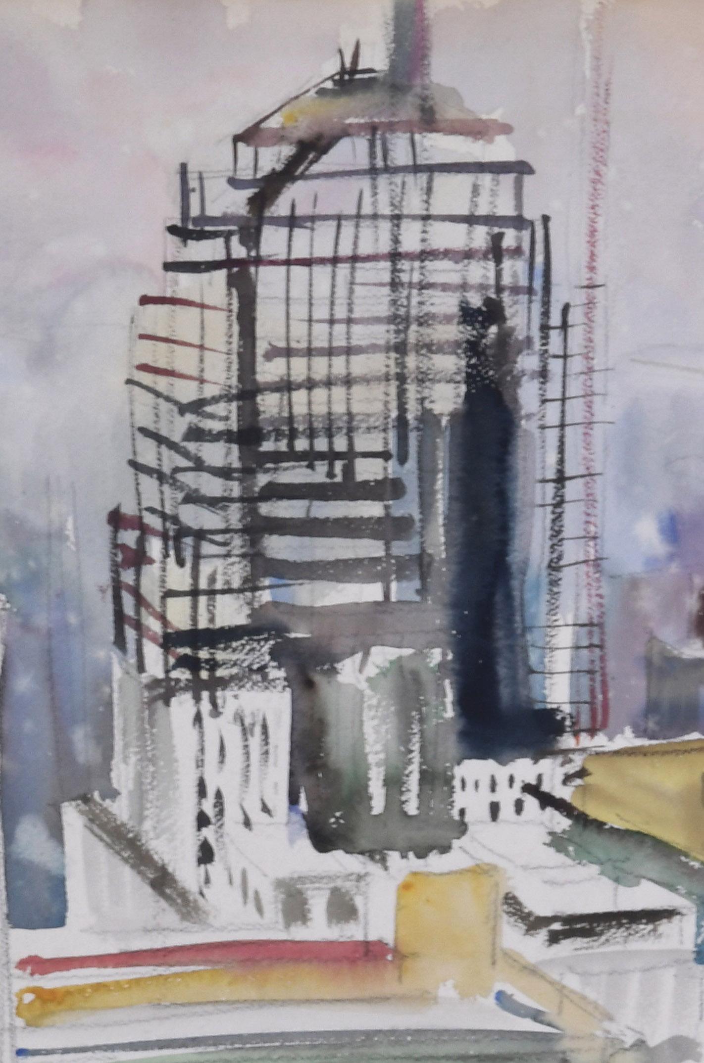 Untitled (Financial District) - American Impressionist Art by Robert Hallowell