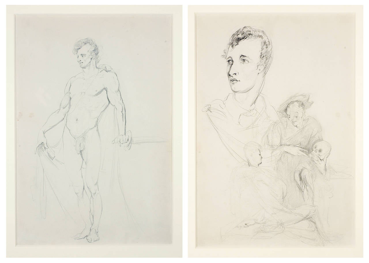Nu masculin debout (recto)  Étude de la tête du nu masculin debout (verso) - Art de William Merritt Chase