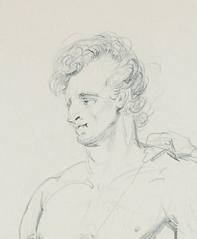 Standing Male Nude (recto)  Study of the Head of the Standing Male Nude (verso) For Sale 1