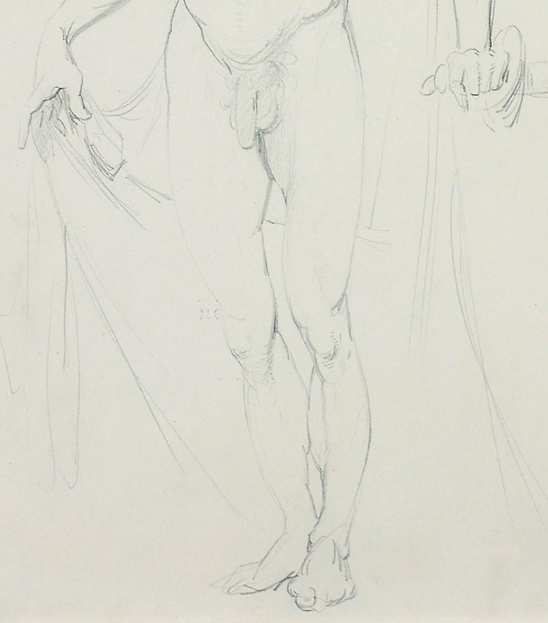 Standing Male Nude (recto)  Study of the Head of the Standing Male Nude (verso) For Sale 3