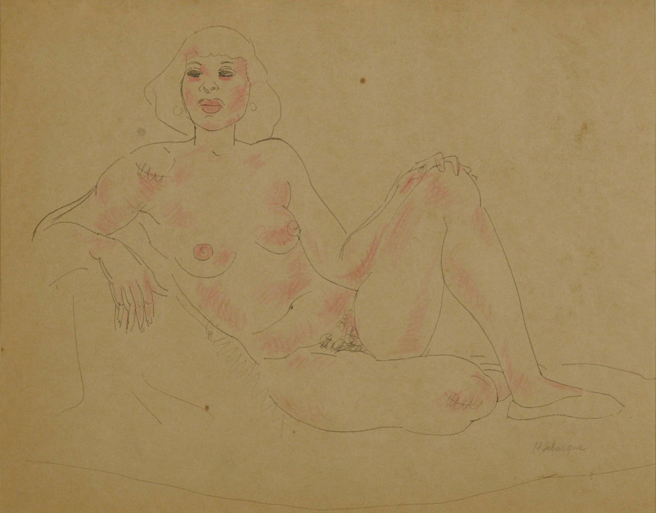 Nude ohne Titel (Doppelseitige Tuschezeichnung mit farbiger Kreide) (Französische Schule), Art, von Henri Lebasque