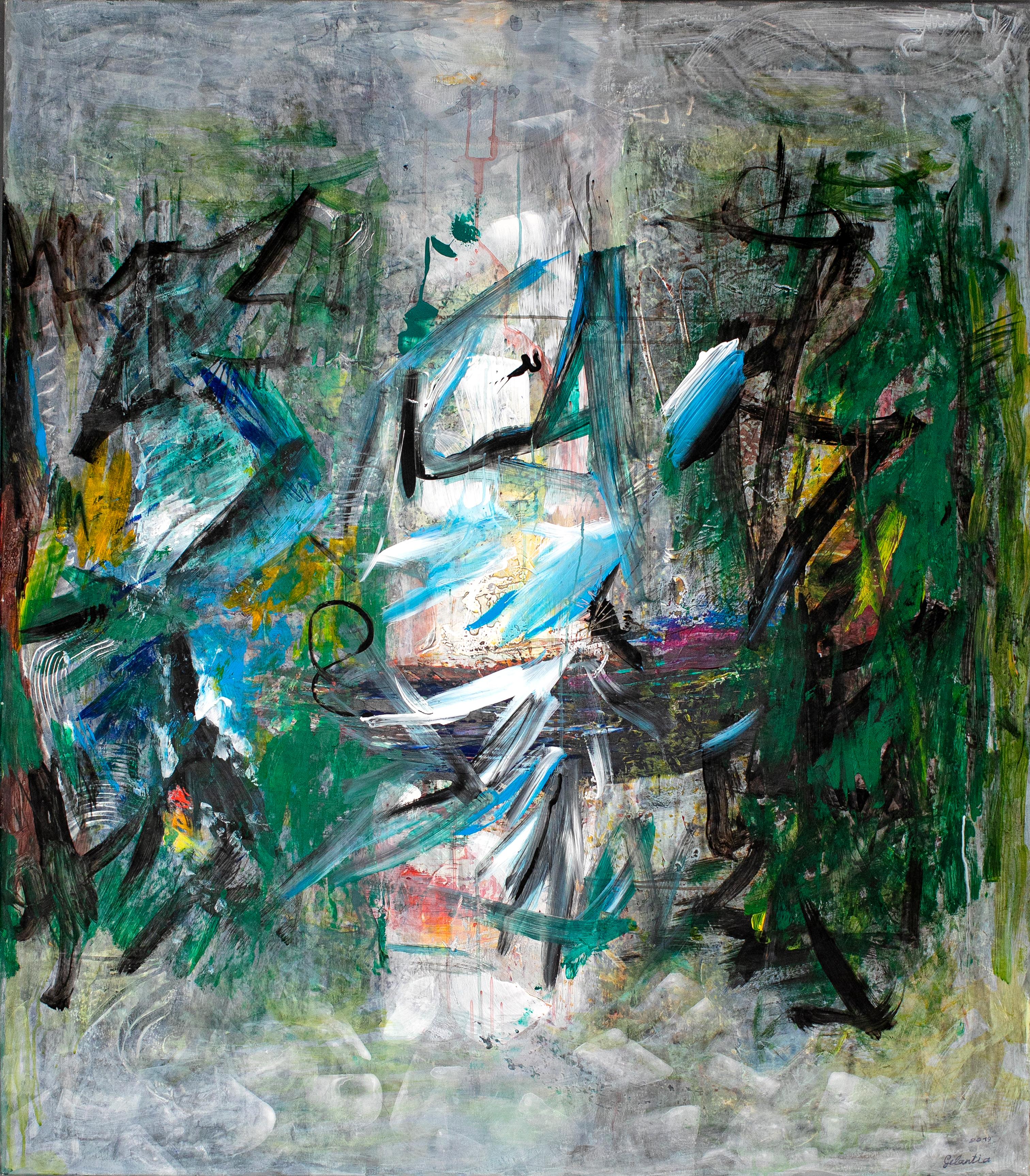 Gogi Gelantia Abstract Painting - Abstraction - Painting, 21st Century, Abstract, Acrylic, Green, Brushstrokes