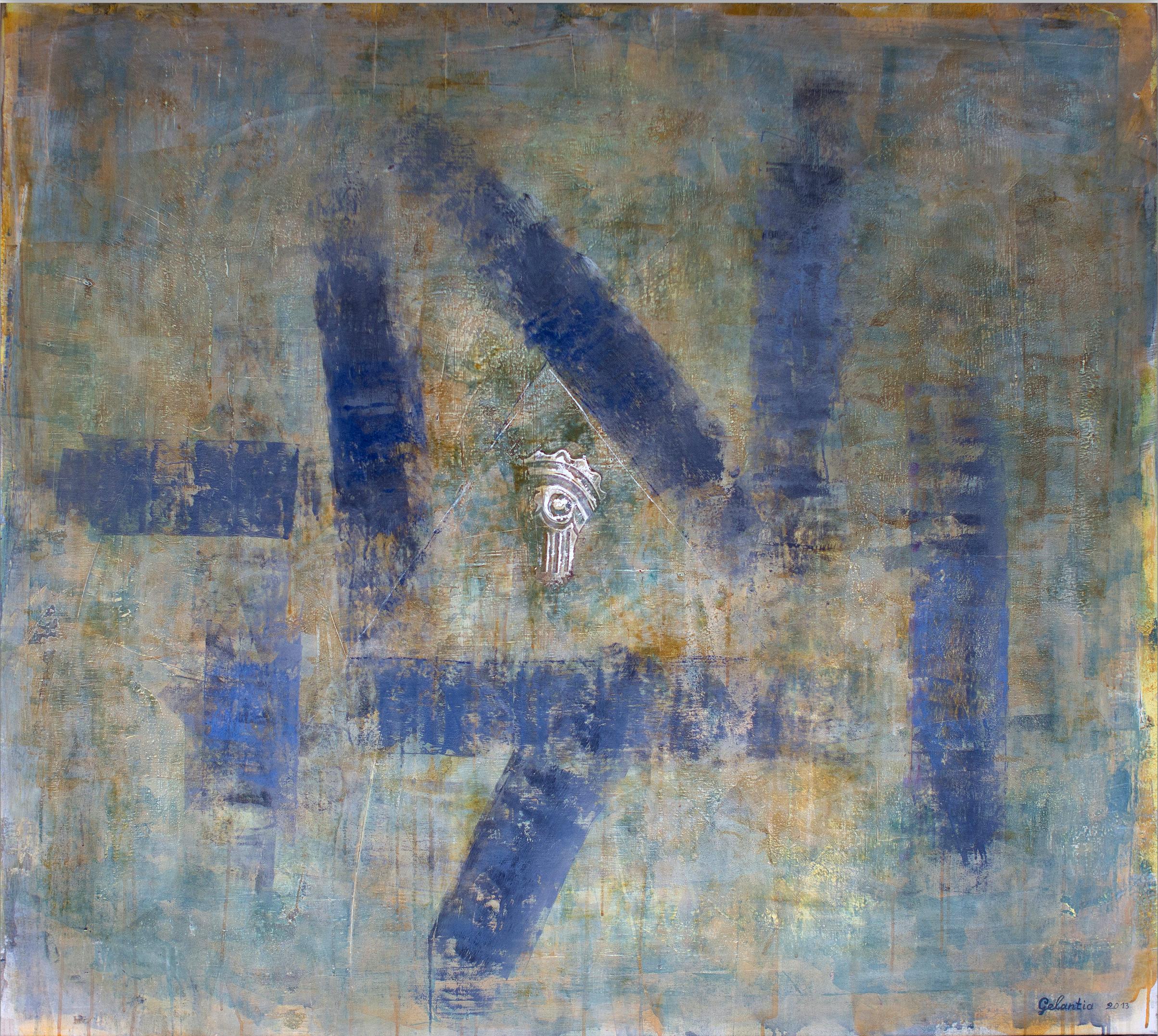 Gogi Gelantia Abstract Painting - Omniscient Eye - Abstract, Painting, Blue, Acrylic, Mysterious, 21st Century