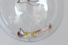 Leselampe 2 - sculpture, glass, wood, light, yellow, 21st Century, unique, small