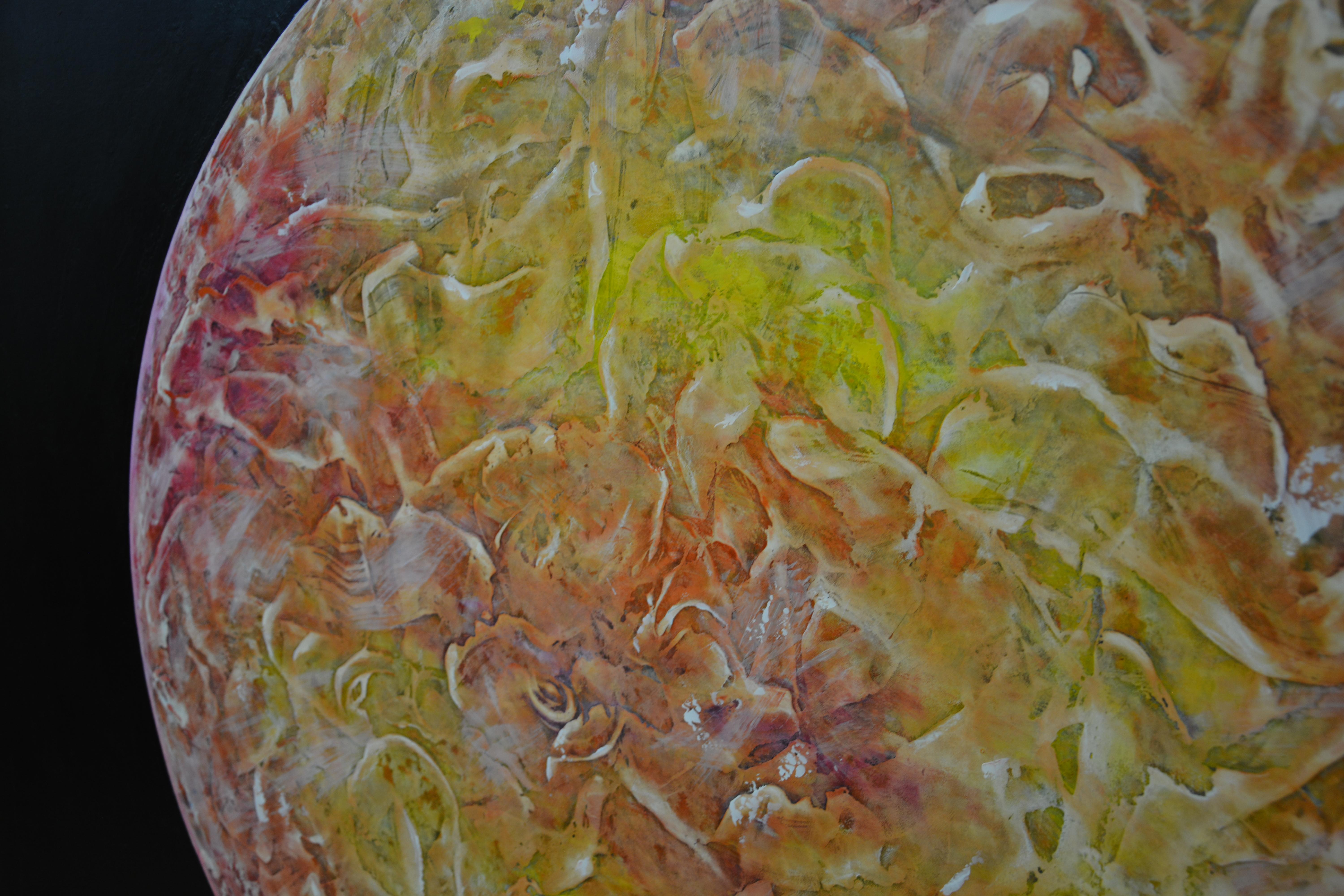 Venus - Abstract, 21st Century, Planet, Yellow, Orange, Space, Square, Pattern - Painting by Gogi Gelantia