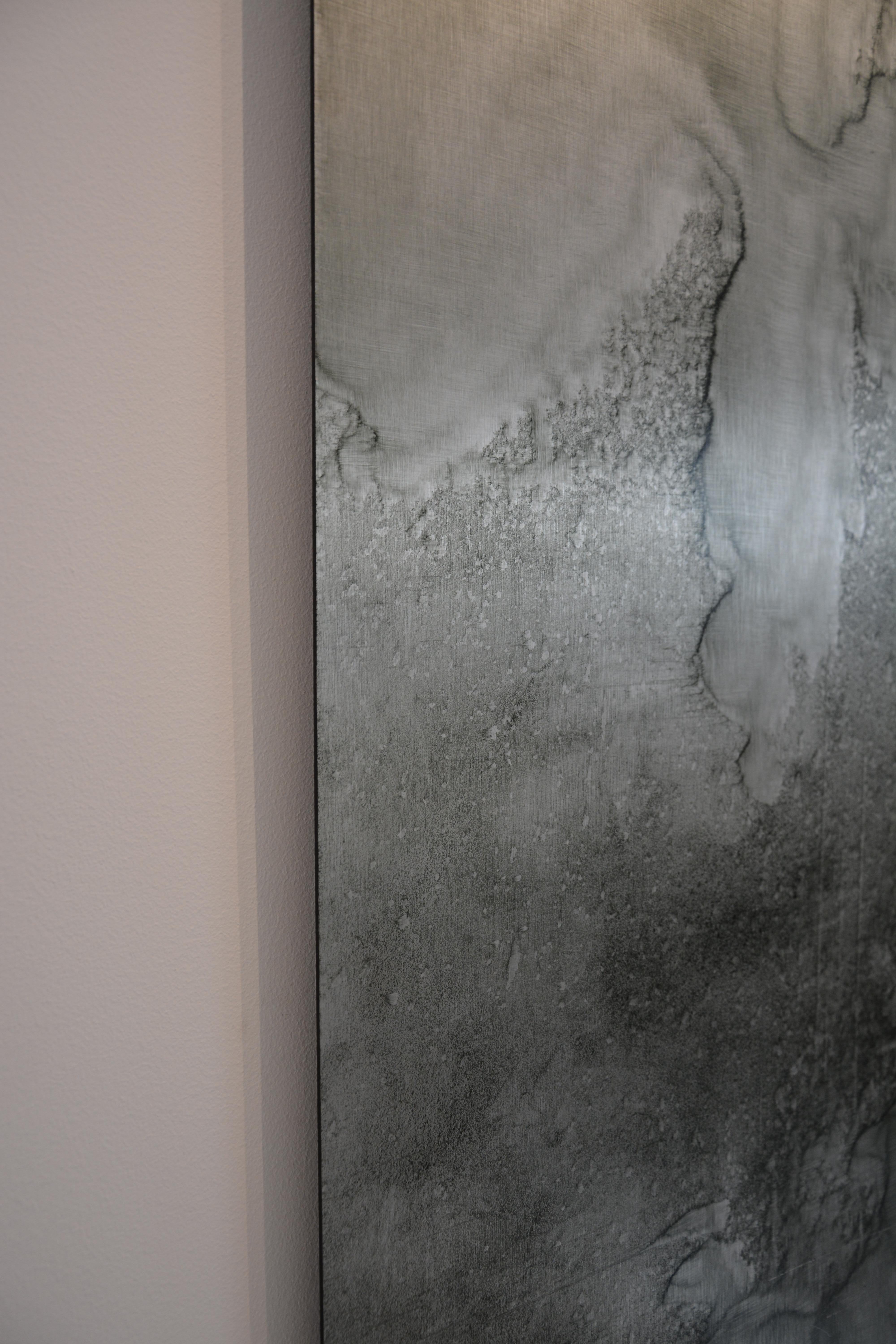 0620-04 - Painting, Aluminium, Oil, Abstract, 21st Century, Green, Grey 1