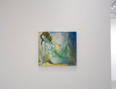 Youth - painting, acrylic, canvas, blue, yellow, nude, female, 21st century