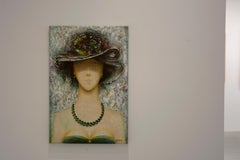 Young Lady - painting, acrylic, canvas, female, portrait, pastel, Georgian