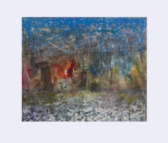 Abstraction - painting, 21st century, acrylic, canvas, blue, red, gestural