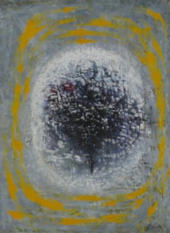 Circle - abstract, painting, contemporary, blue, yellow, Georgian, 21st century