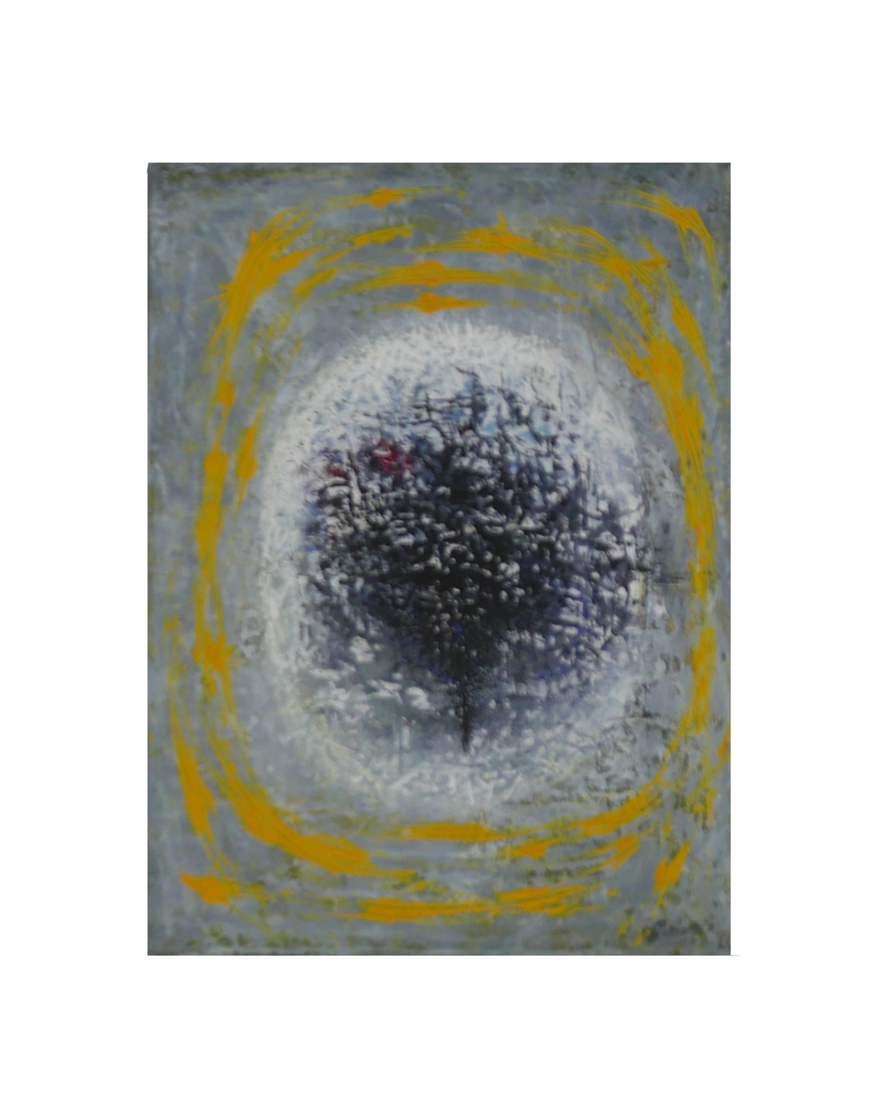 Cercle - abstrait, peinture, contemporain, bleu, jaune, géorgien, XXIe siècle - Painting de Gogi Gelantia