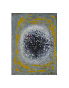 Circle - abstract, painting, contemporary, blue, yellow, Georgian, 21st century