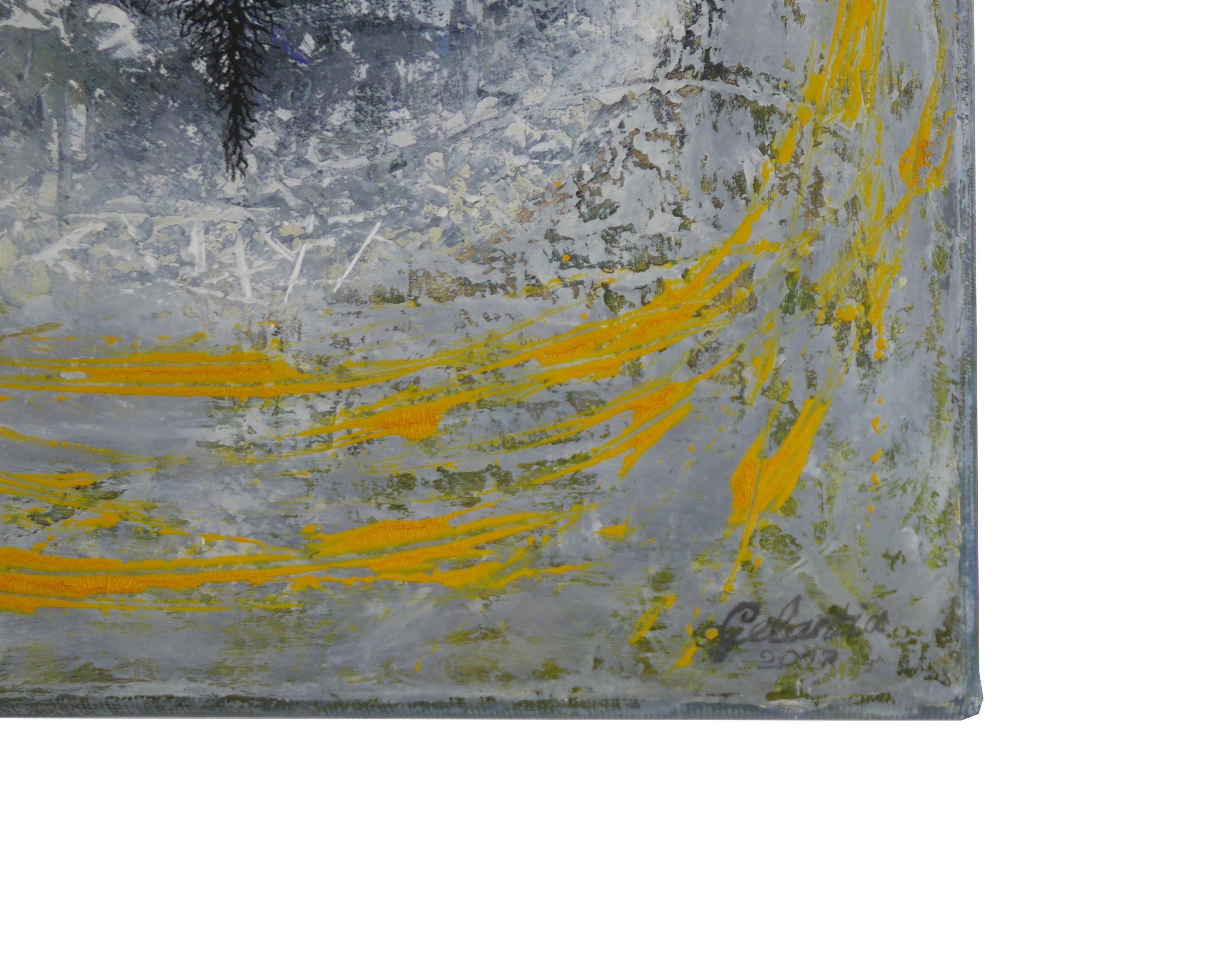 Cercle - abstrait, peinture, contemporain, bleu, jaune, géorgien, XXIe siècle - Contemporain Painting par Gogi Gelantia