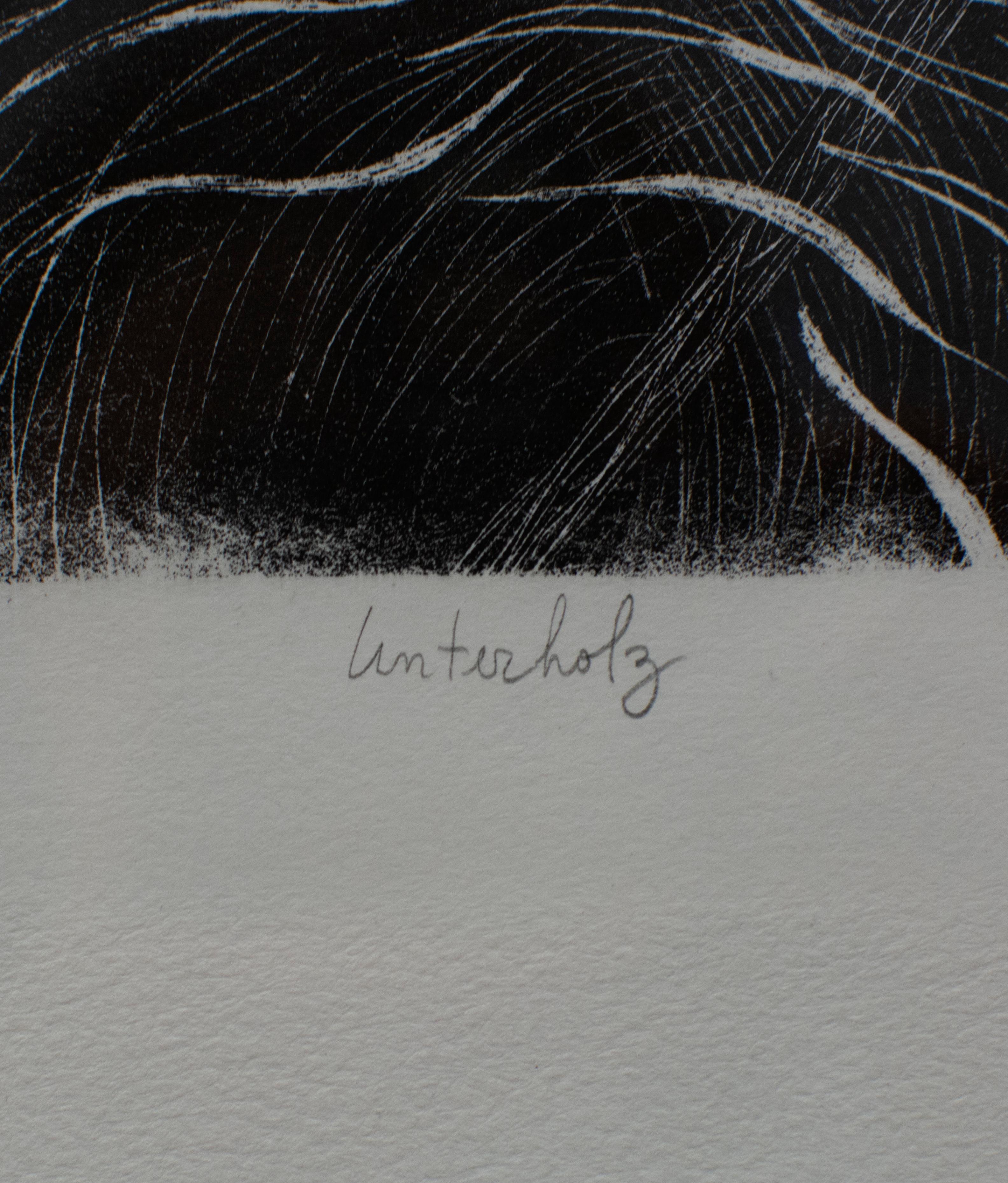 Unterholz - lithograph, print, black & white, landscape, forrest, young artists  - Print by Rojo & Kreß
