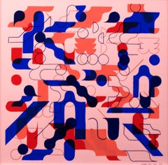 Forma, Figura, Fondo - screenprint, young artist, red, blue, geometric, playful