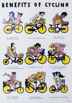 Benefits of Cycling - digital print, illustration, comical, young artist, bikes