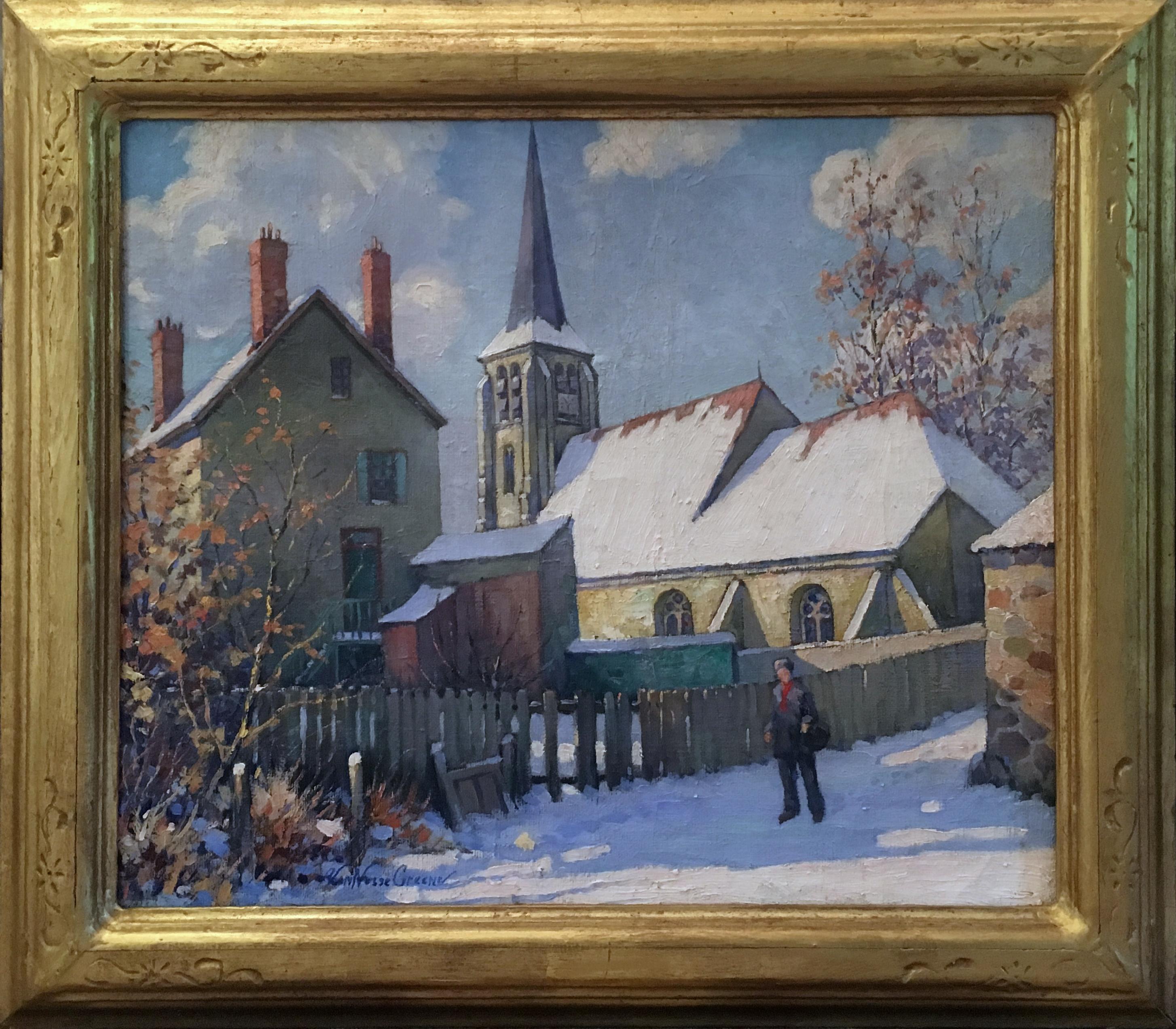 Old Swede's Church in Winter, Philadelphia City Scene, American Impressionist