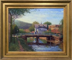 Lambertville Morning, American Impressionist, Regional Landscape with Figures