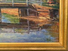 Lambertville Morning, American Impressionist, Regional Landscape with Figures