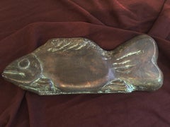 Vintage Fish Sculpture, Plaster with Bronze Patina, Black Woman Sculptor, Signed