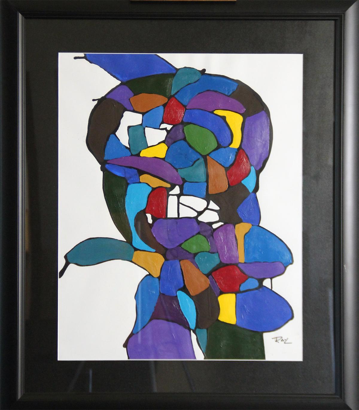 Tidy Slapper, Figurative Abstraction, Acrylic on Paper, Modernist Abstract, 1995 - Painting by Ray Leight