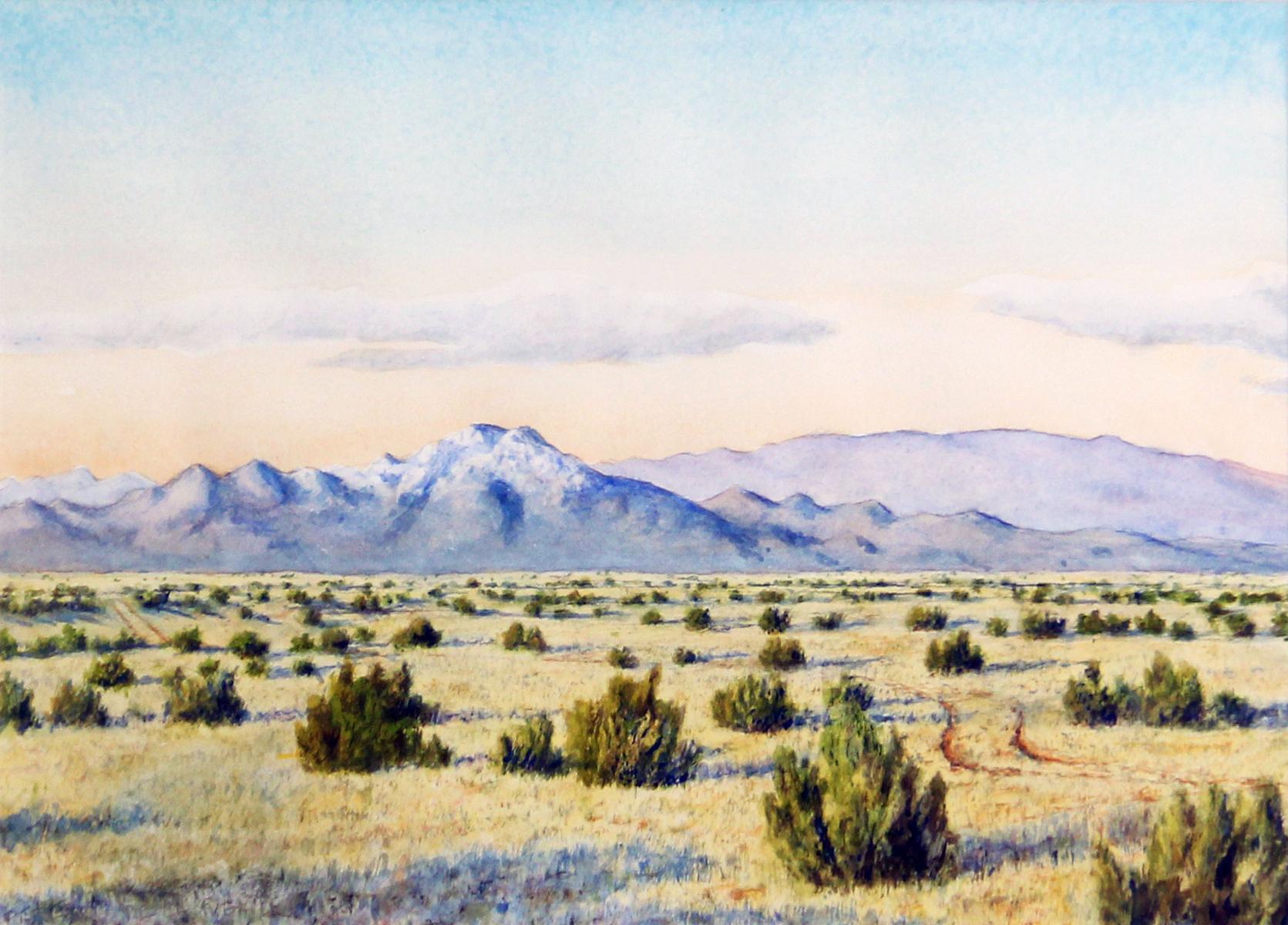Near Pueblo Canyon, Los Alamos County, New Mexico, Watercolor on Paper Landscape - Art by Peter de la Fuente