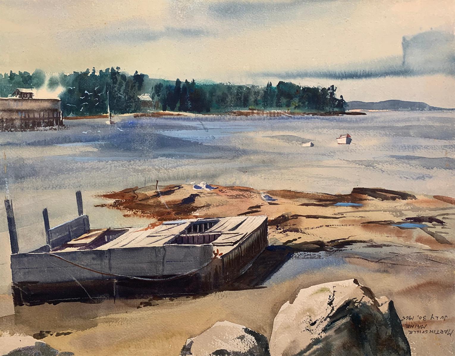 Double Sided Watercolor on Paper, 1965, Woodland Interior and Maine Seascape