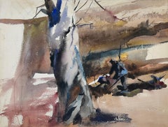 Beech Tree, Watercolor Landscape by Chadds Ford Artist Andrew Wyeth
