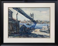 Brooklyn Bridge, Pennsylvania Impressionist Watercolor Cityscape