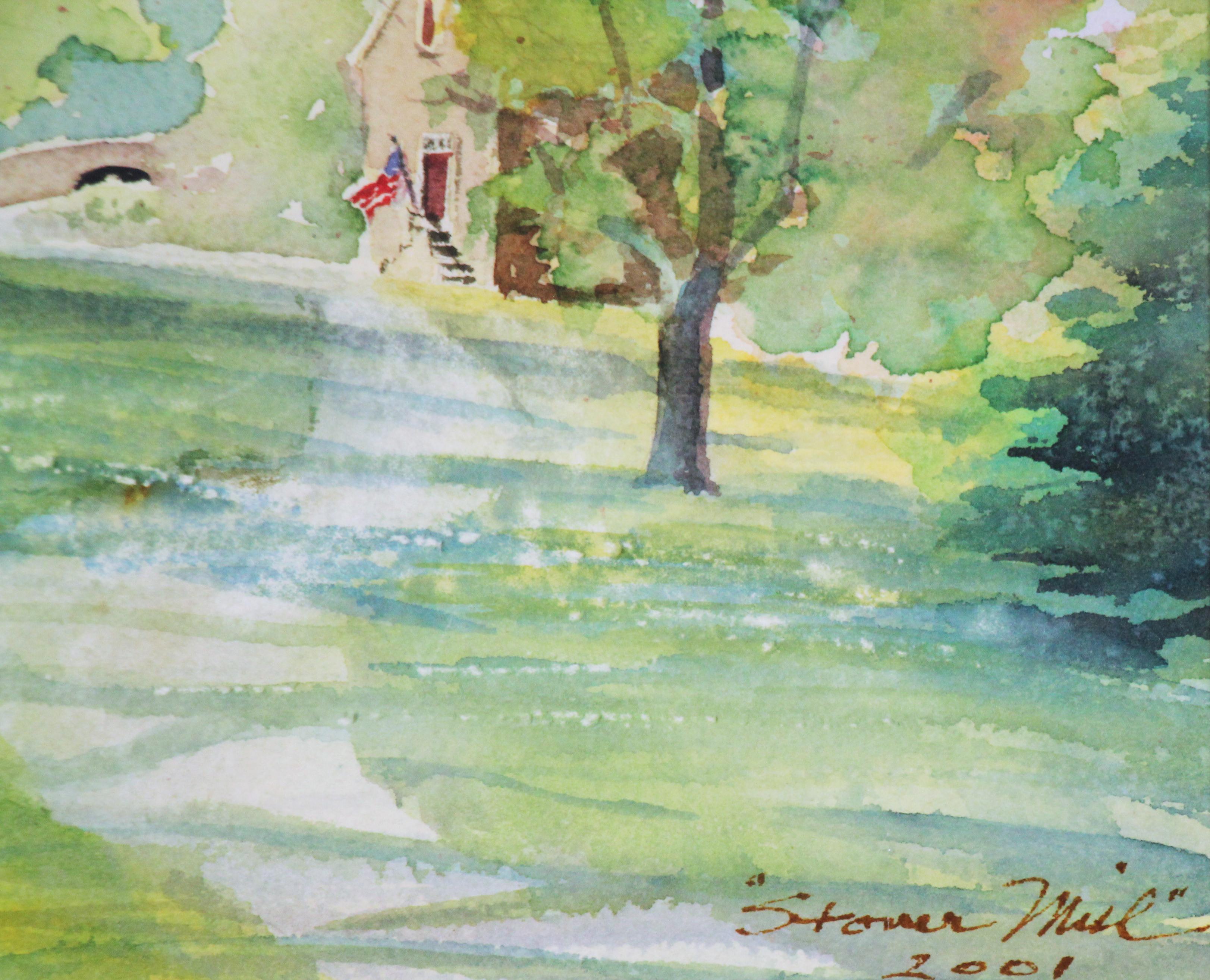 Fattoria di Stover Mill, Contea di Bucks, Pennsylvania, paesaggio regionale americano - Art Realismo americano di Loraine Thompson