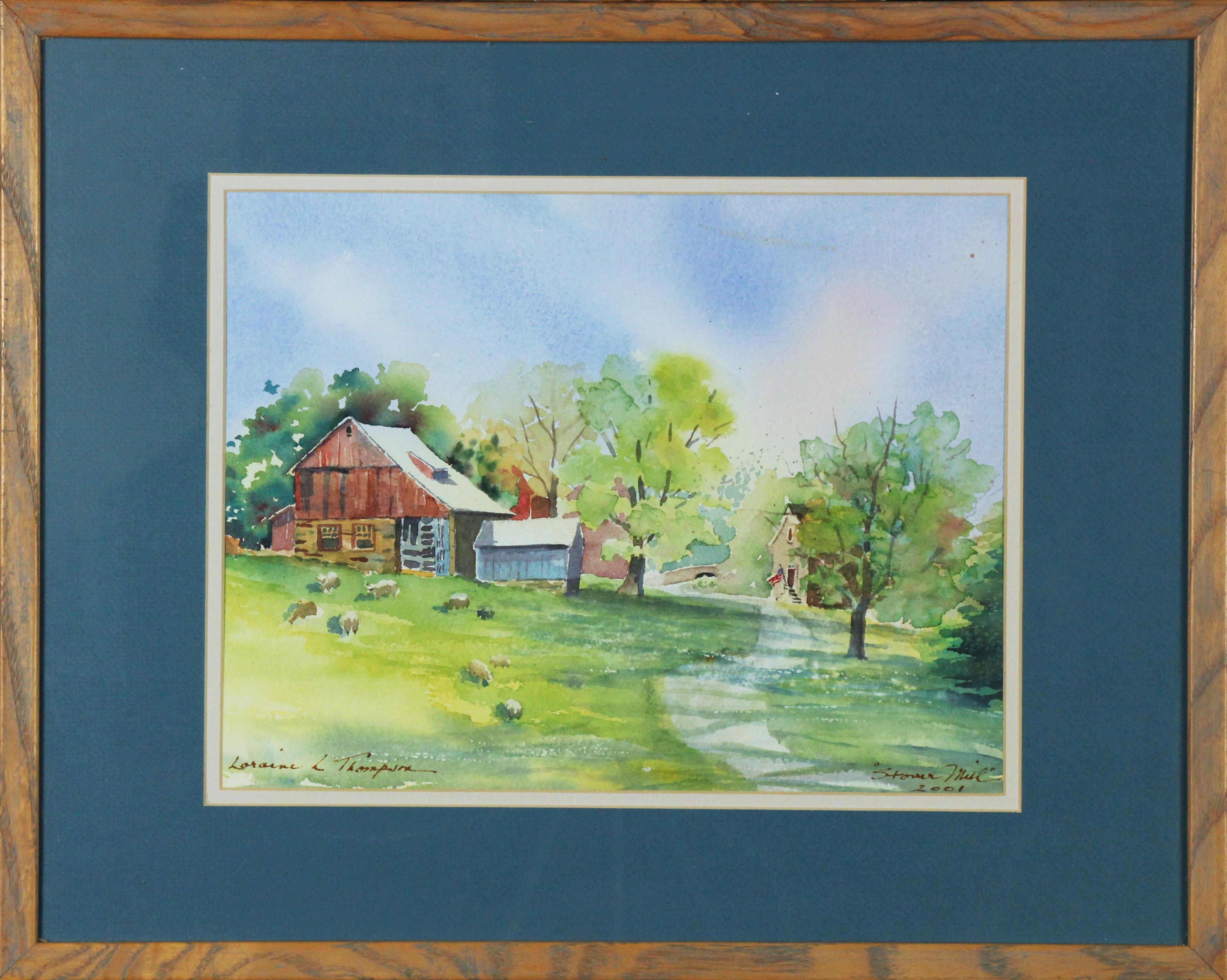 Fattoria di Stover Mill, Contea di Bucks, Pennsylvania, paesaggio regionale americano - Art di Loraine Thompson