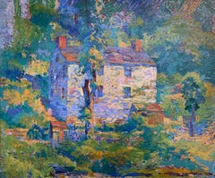 Bucks County Barn, Pennsylvania Impressionist Regional Landscape, Oil on Canvas