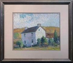 The White House, American Impressionist Landscape with House, Pastel on Paper