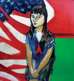 Stars and Stripes, Expressionist Portrait with American Flag
