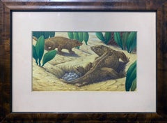 Vintage Reptiles, 1950's, Mixed Media on Paper, Painted for Wonders of Life on Earth