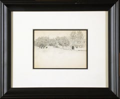 Bucks County Farmhouse, American Impressionist, Pencil Drawing on Paper, 1899