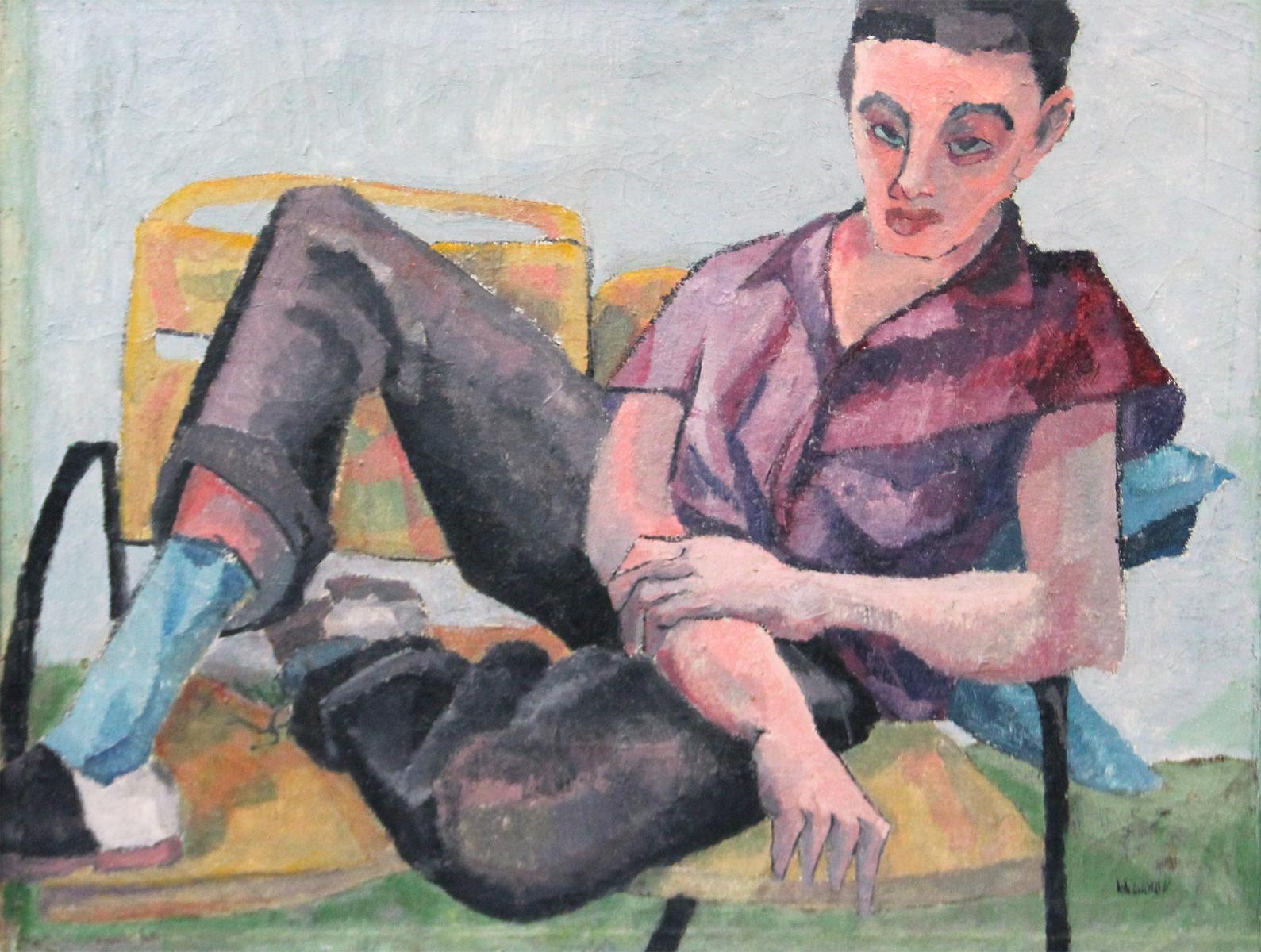 Young Man, Expressionist Portrait by Philadelphia Artist - Painting by Bernard Harmon