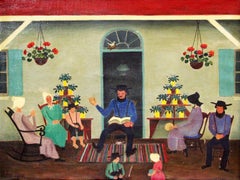 Day of Rest, Folk Art Family Scene, Pennsylvania Dutch, Amish Interior