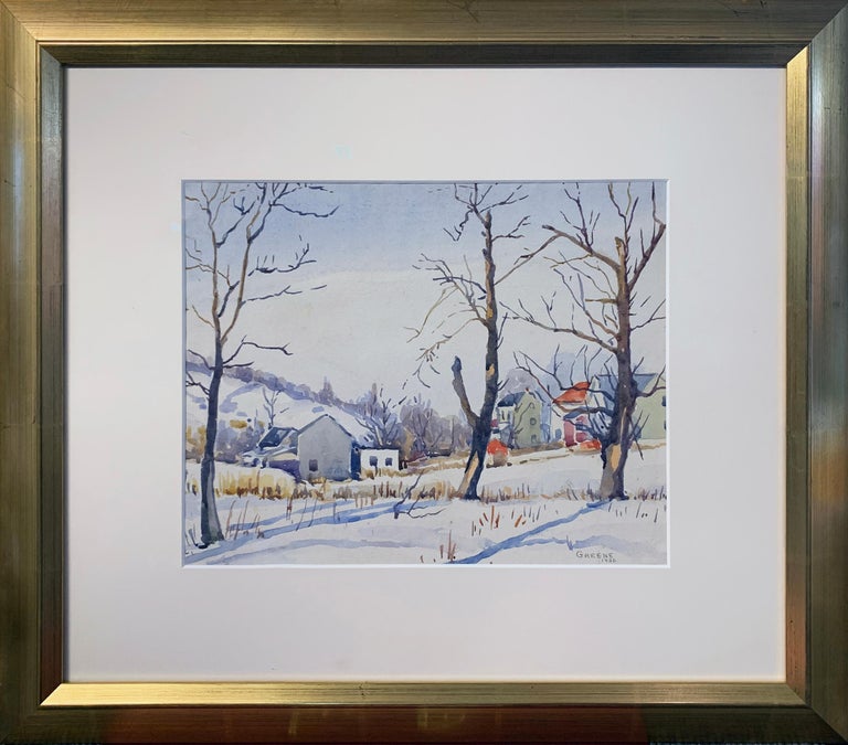 Albert Van Nesse Greene Landscape Art - Winter Nest, American Impressionist Winter Landscape, Watercolor on Paper, 1920