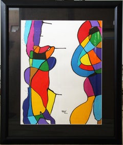 Shadowless, Figurative Abstraction, Acrylic on Paper, Modernist Abstract, 1995