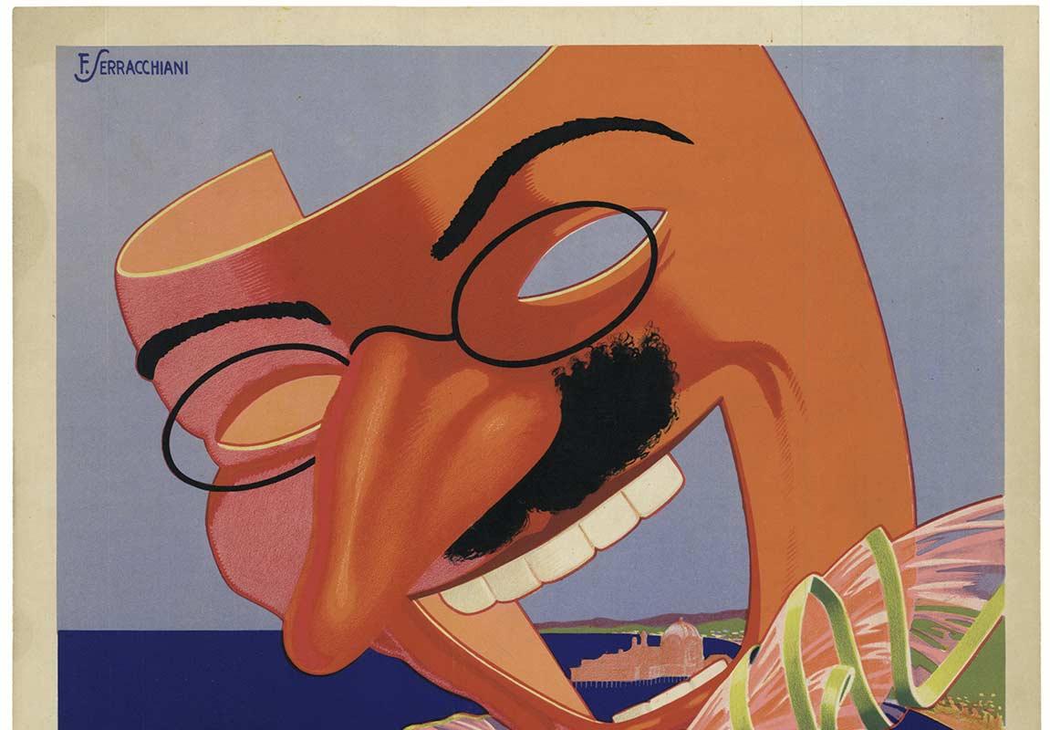 Carnival de Nice 1938 original vintage poster  - Print by Francois Serracchiani