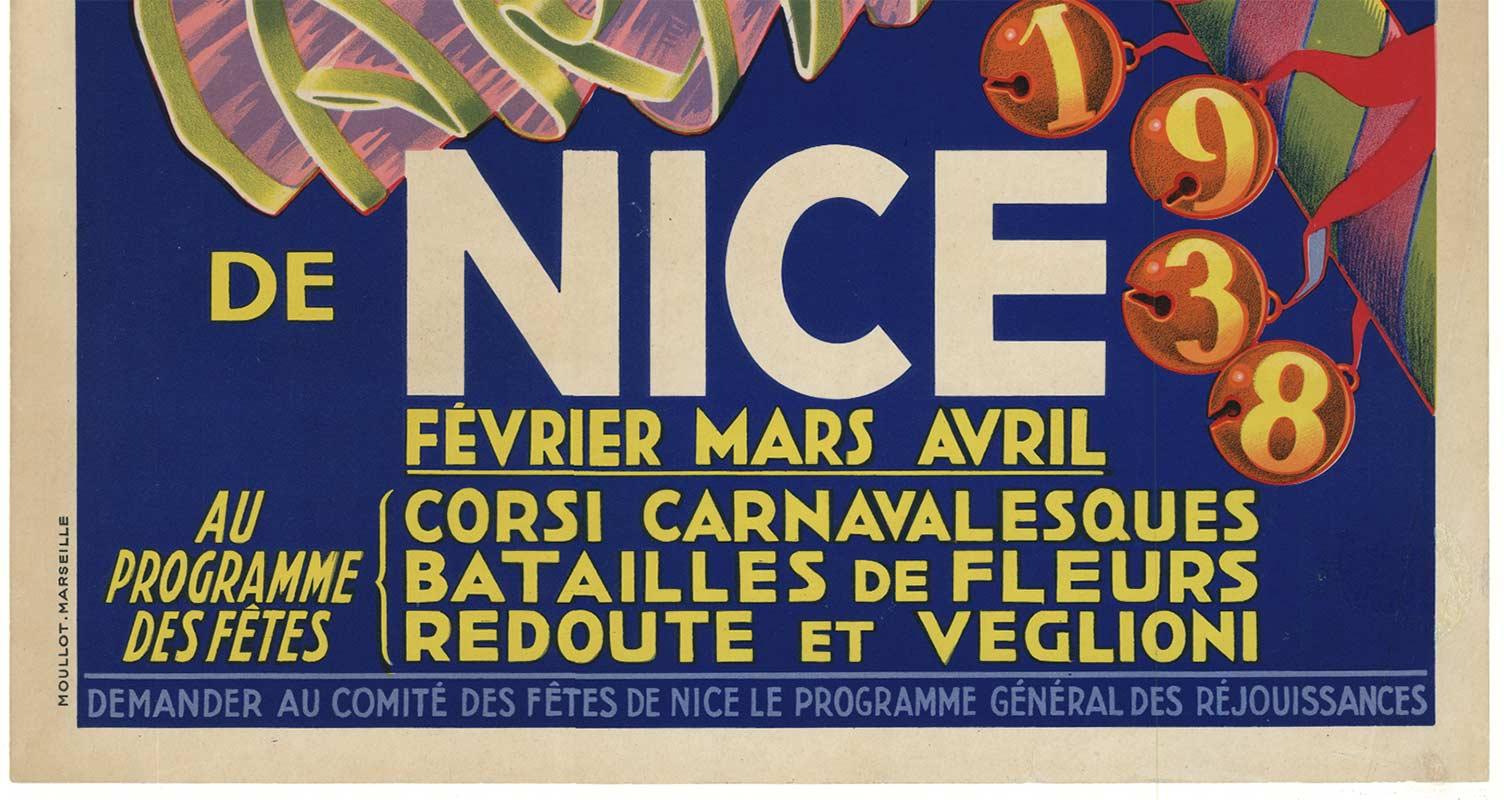 Carnival de Nice 1938 original vintage poster  - Art Deco Print by Francois Serracchiani