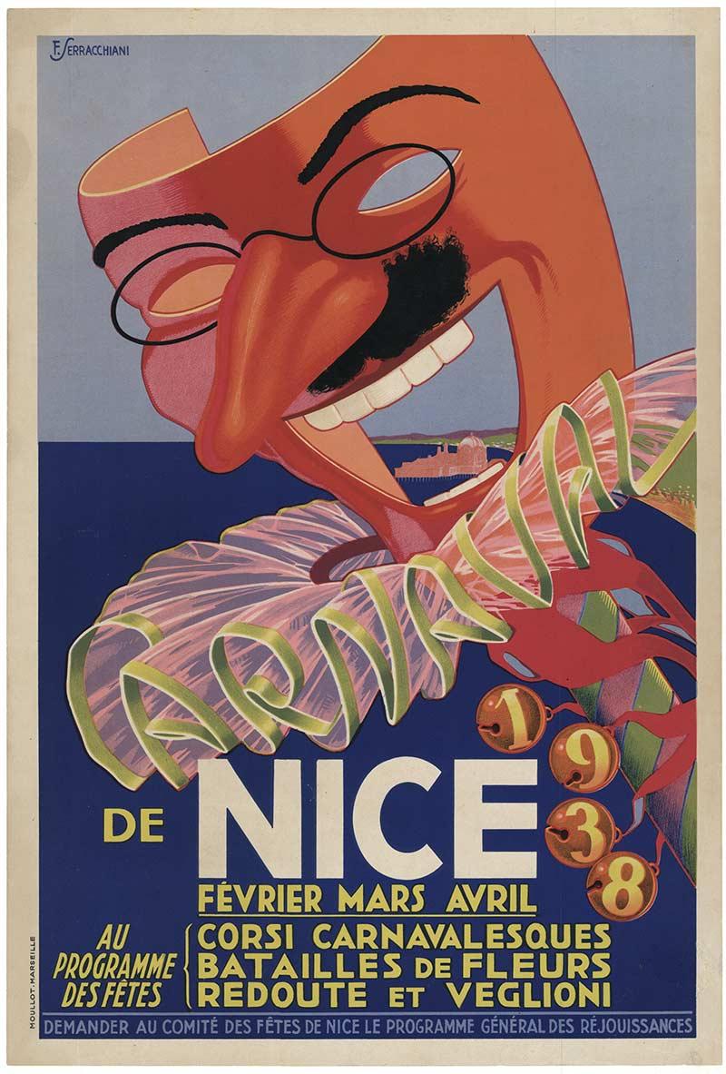 Francois Serracchiani Print - Carnival de Nice 1938 original vintage poster 