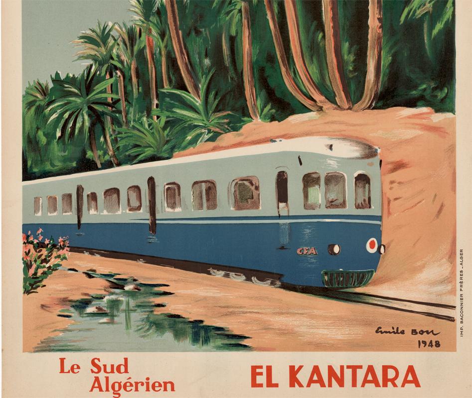 El Kanta Chemins de fer Algeriens original vintage lithograph poster - Print by Emile Bon