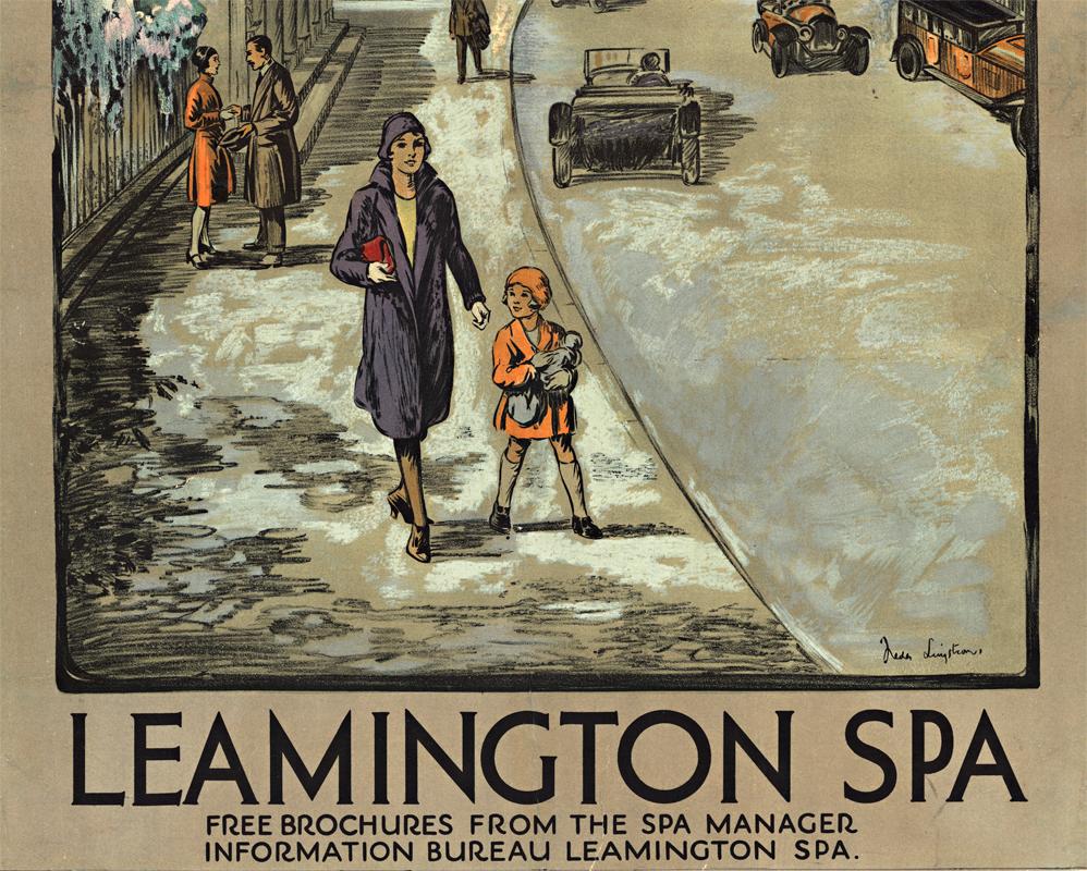 Leamington Spa, originales britisches Reiseplakat (Art déco), Print, von Freda Lingstrom